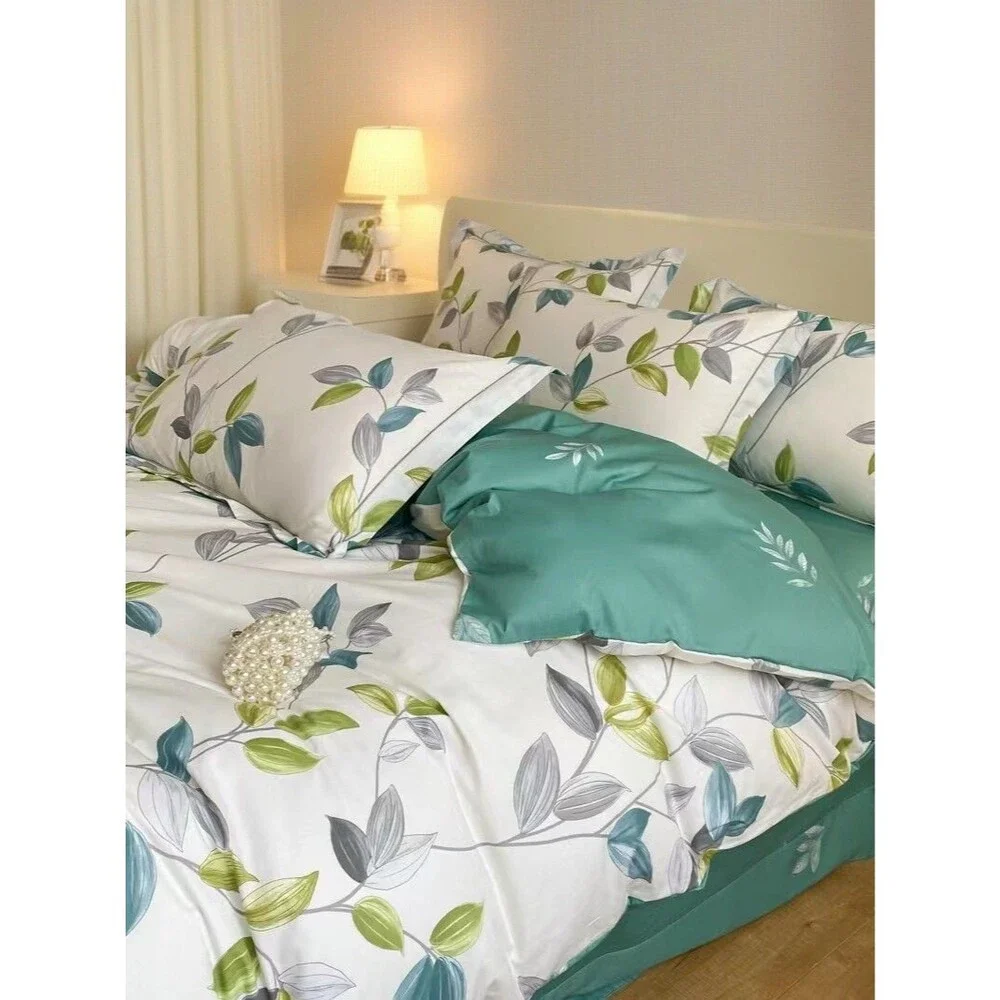 Cotton Queen Duvet Cover Bedding Set 3Pcs 1 Comforter cover 2 Pillowcases Floral
